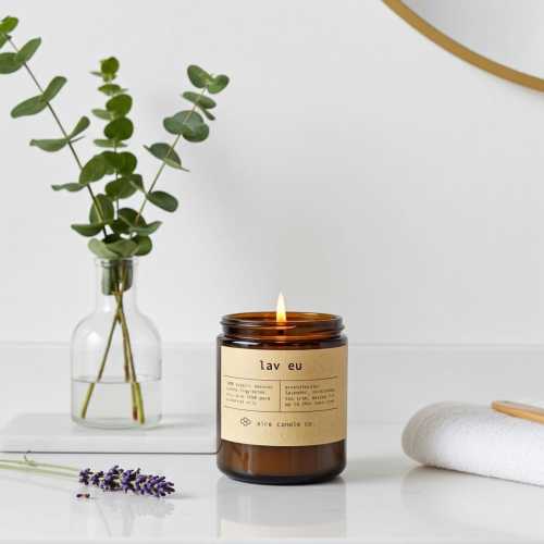 Lavender Eucalyptus Beeswax Candle: Essential Oil Scented, Aromatherapy Relaxation
