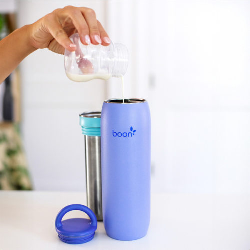 Boon Frosh Portable Breast Milk Chiller - Stainless Steel Cooler and Storage Container - Blue - Keeps Milk Cold for up to 17 Hours*