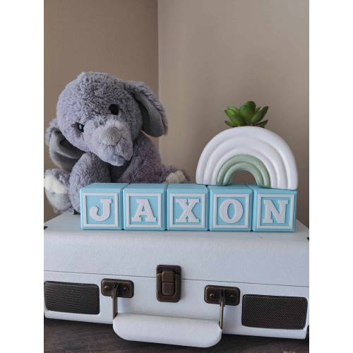 Personalized Baby Blue Name Blocks: 3D Printed Nursery Decor