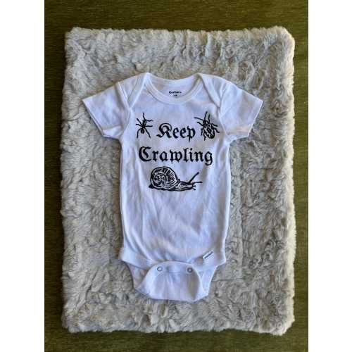 Keep Crawling White Bug Onesie - Goth & Punk Baby Clothes