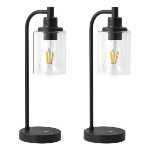 C Cattleya 2-Pack 16” 3CCT Dimmable Cordless Table Lamp with ST64 Led Bulbs and Remote Control