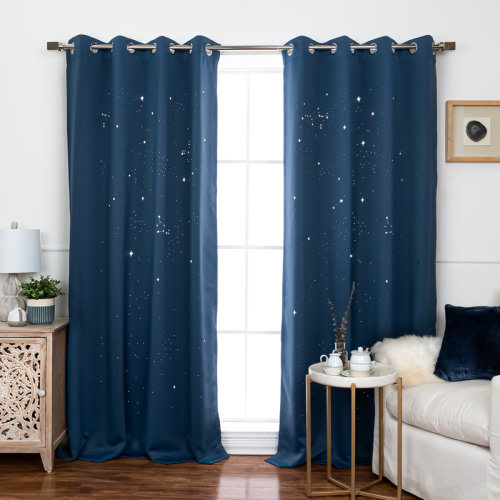Ebern Designs Nicholad Night Sky Laser Punch Room Darkening Curtain Pair & Reviews | Wayfair