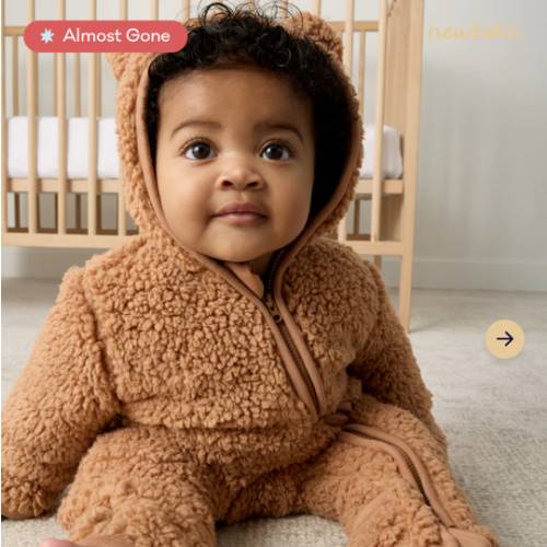 Chestnut Brown Sherpa Baby Romper | Little Sleepies