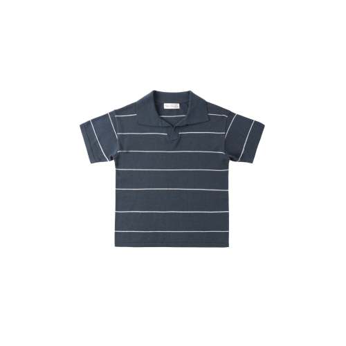 Navy Stripe Chandler Knit Polo - Sweet E's Children's Boutique