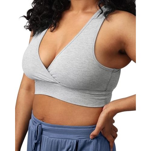 Kindred Bravely French Terry Nursing Bra for Breastfeeding and Sleep, Racerback Crossover, Soft and Stretchy Maternity Bra