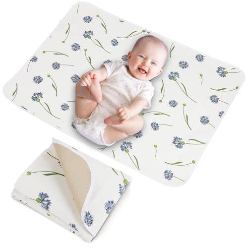 Baby Diaper Changing Pad, 19.7"x25.6" Waterproof Changing Pad Liners with 100% Muslin Cotton Front Top and Leather Back, Soft and Absorbent Portable Changing Mat for Travel, Changing Station