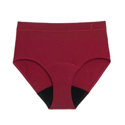 Thinx for All Women's Everyday Comfort Hi-Waist Leakproof Period Briefs - Rhubarb XL: Cotton Gusset, High Rise