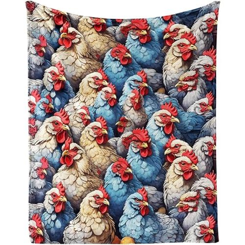 Hen Chicken Blanket for Boys Girls, Cute Hen Chickens Themed Design Printed Throw Blankets for Kids Lap, Chair, Warm Soft Cozy Blanket, 30"x 40"