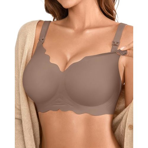 DEANGELMON Maternity Nursing Bra for Women Breastfeeding - Jelly Pregnancy Pumping Breast Feeding Seamless Bras with Support