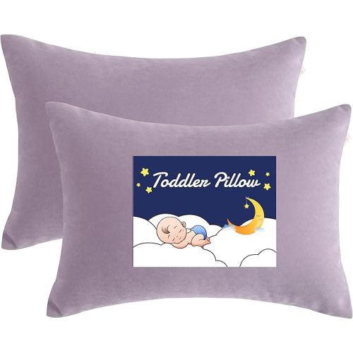 NTBAY Toddler Pillows, Down Alternative 13"x18" Pillows, Machine Washable - Soft and Breathable Travel Small Pillows for Sleeping, Ideal for Daycare, Crib, Cot, Lavender