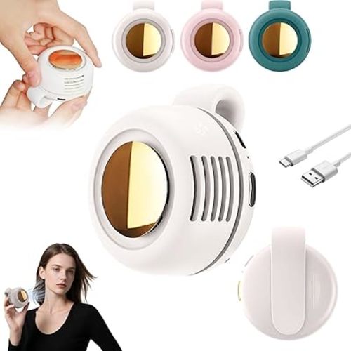 Portable Clip on Fan, 2026 New Silent Mini Bladeless Electric Fan, Mini Fans With Clip, 3-Speed Suspended Waist Fans for Outdoor & Travel & Office (White)