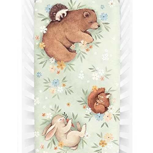 Rookie Humans 100% Cotton Sateen Fitted Crib Sheet: Enchanted Meadow. Modern Nursery, Use as a Photo Background for Your Baby Pictures. Standard Crib Size (52 x 28 inches)