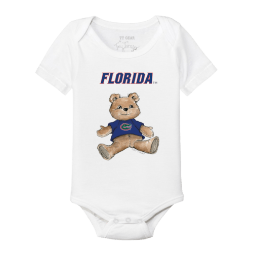 Infant Tiny Turnip White Florida Gators Teddy Bear Bodysuit