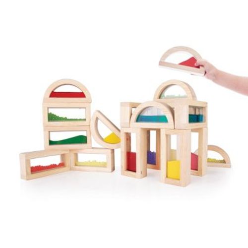 Guidecraft Sensory Rainbow Blocks - 18 pc. Set - Kids Sensory Learning Toy