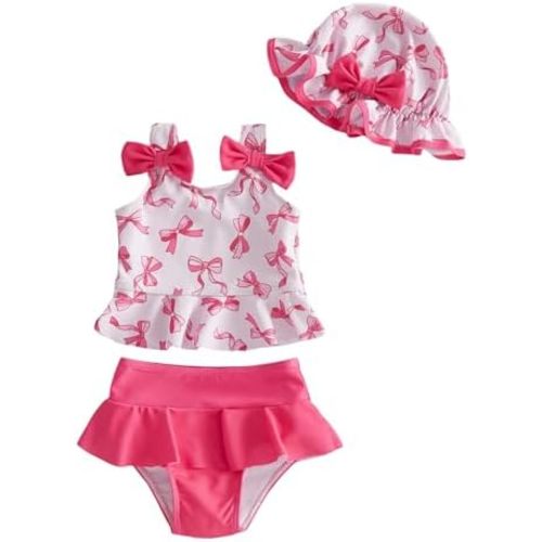 Baby Swimsuit Girl Toddler Bikini Sets Sleeveless Ruffle Striped Bathing Suit Infant Beach Swimwear