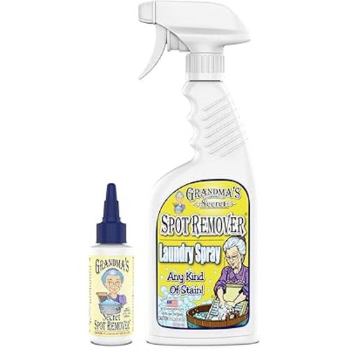 Grandma's Secret Spot Remover Laundry Spray - Chlorine, Bleach and Toxin-Free for Clothes - Fabric Stain Remover Removes Oil, Paint, Blood and Pet Stains - 16 oz & 2 oz Combo, DuoPack