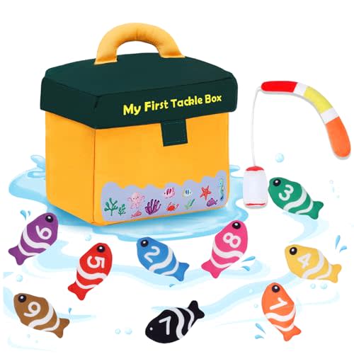 My First Tackle Box Plush, Baby Fishing Toy Plushy with 10 Pcs Tool Plushies for Toddlers, First Birthday Gifts for Boys Girls