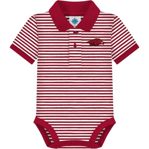 Creative Knitwear College Baby Striped Polo Bodysuit - Team Logo, Multiple Colors, for Boys & Girls (0-12 Months)