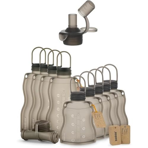 Haakaa Silicone Breastmilk Storage Bags Combo&Yummy Pouch Sippy Spout Set-Reusable Leak Proof Breast Milk Storing Freezer Bags for Breastfeeding-Adaptor Compatible haakaa Yummy Pouches and Milk Storag