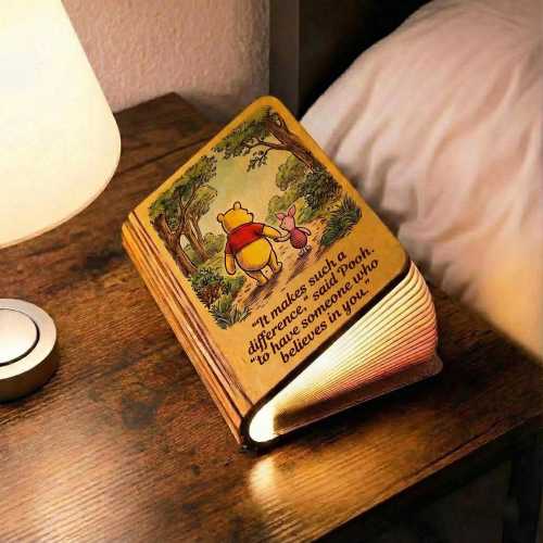 Winnie The Pooh Book Lamp, It Makes Such a Difference Said Pooh, Pooh & Piglet Reading Lamp, Disney Pooh Quote Night Light, Friends Gift