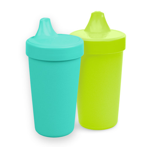 Re-Play Recycled Plastic, 2-Pack No-Spill Sippy Cups for Toddlers, Aqua/Lime