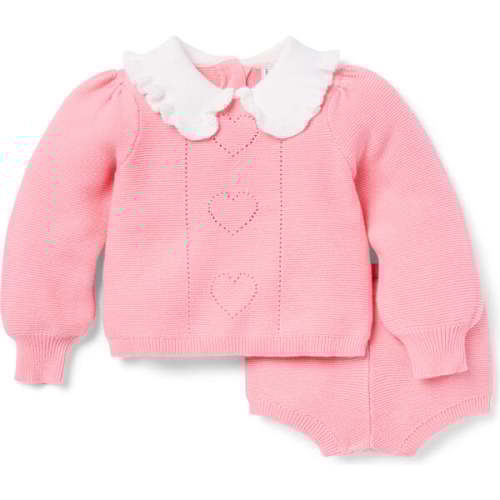Baby Heart Pointelle Matching Sweater Set, Pink - Janie and Jack | Maisonette