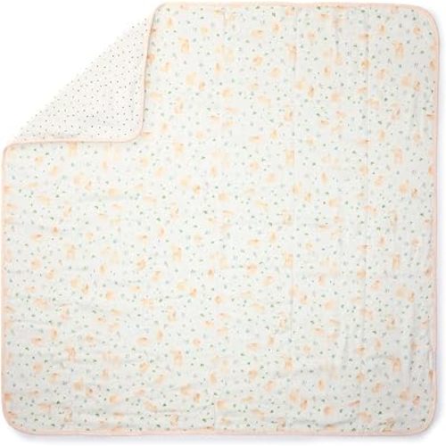 Loulou Lollipop Muslin Quilt Blanket for Baby & Toddler, 4-Layer Tanboocel & Cotton, Soft Breathable Lightweight Quilt for Tummy Time, Stroller, Play Mat & Toddler Naps, 47" x 47" - Bunny Meadow