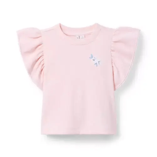 Girl Heathered Pink French Terry Embroidered Floral Top by Janie and Jack