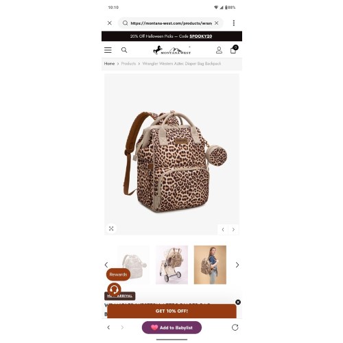 Wrangler Western Aztec Diaper Bag Backpack leopard