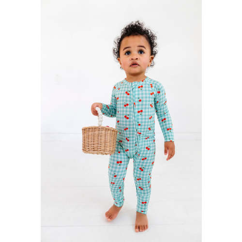 Cherry Gingham Zipper Romper