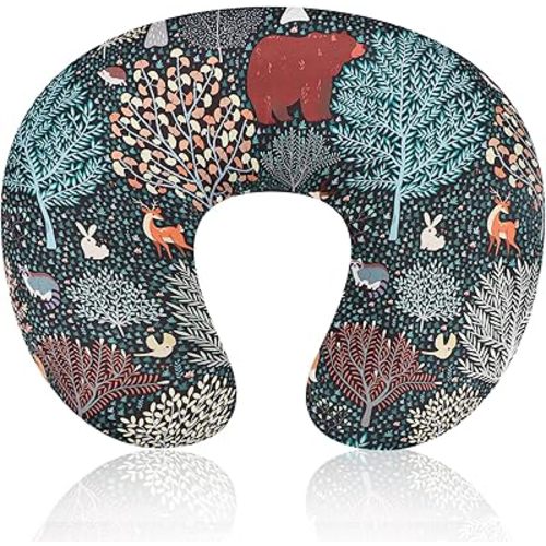 Baby Nursing Pillow Cover, Woodland Breastfeeding Pillow Slipcover Girls Boys, Nursing Pillow Case for Newborn, Soft Fabric Fits Snug On Infant, Washable and Breathable, Animals