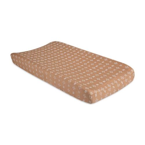 Crane Baby Cotton Quilted Changing Pad Cover - Ezra Copper Dash: Shapes Pattern, Soft Material, 32 Inch Length
