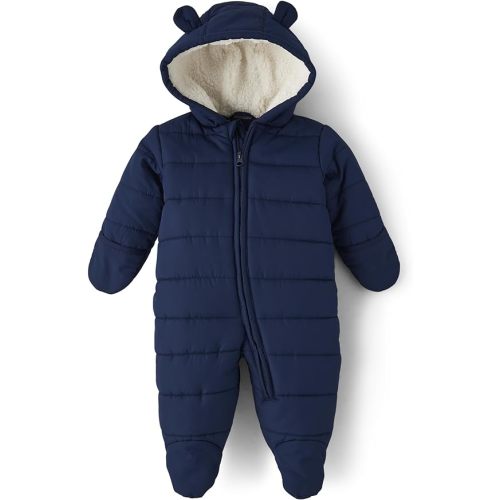 The Children's Place unisex-baby And Newborn Fleece Hoodie Zip Front Bunting Snowsuit