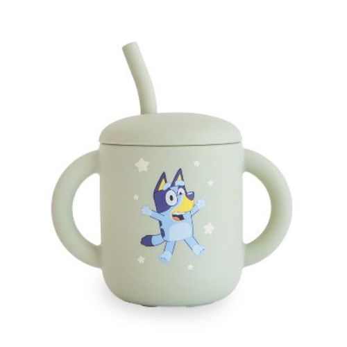 Bluey x Mushie Silicone Training Cup + Straw Bluey Sage One Size