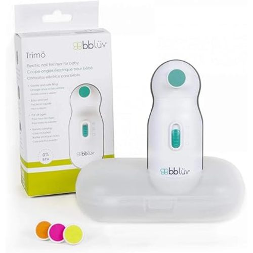 bblüv - Trimö - Coupe-ongles électrique pour nouveau-né jusqu'à bambin (0 à 12 mois+) - Interrupteur à 2 vitesses, coupe-ongles doux et silencieux pour ongles des mains et des pieds - Étui de
