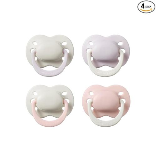 Tommee Tippee Ultimate Fit Newborn Pacifiers, 0-2 Months, Extra Air Holes, Symmetrical Nipple and Shield, 100% BPA Free Silicone, Dishwasher & Sterilizer Safe, Pale Plum and Cotton Candy, Pack of 4