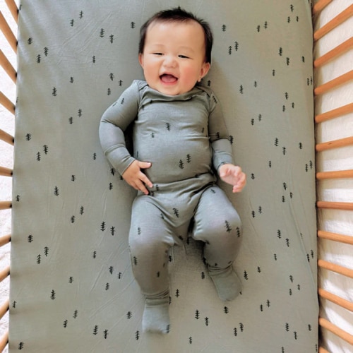 Forest Sage Green Convertible Footie Pajamas | günamüna (9-12 mos)