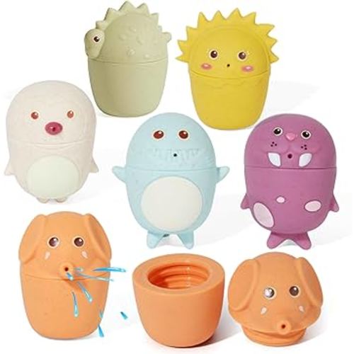 Bath Toys for Babies 6-12 Months, 6PCS Mold Free Baby Bath Toys Squirt Toys Ocean Animals Bathtub Float Toy, Easy to Clean Eco-Friendly Non Toxic Water Table Toys
