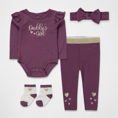 Baby Essentials Baby Girls 4-pc. Baby Clothing Set, Color: Plum - JCPenney