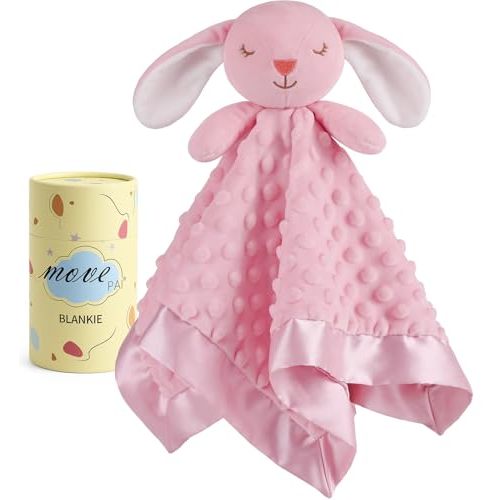 Loveys for Babies, Soft Baby Security Blanket Lovies for Babies, Stuffed Animals Blankie for Newborn Infant with Baby Snuggle Toy, Gilrs Gifts Pink Bunny Security Blanket 16 Inch