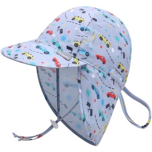 Duoyeree UPF 50+ Baby Sun Protection Hat with Neck Flap Kids Infant Toddler Beach Hat for Boys Girls 0-5T