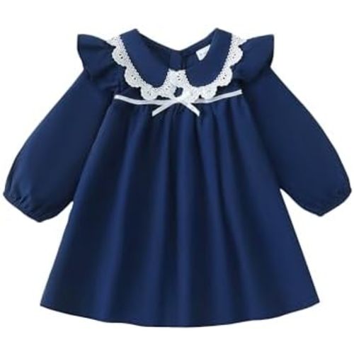 Kucnuzki Baby Girl Clothes Ruffle Long Sleeve Casual Plaid Dress Fall Winter Toddler Girls Dresses Cute Kids Clothes