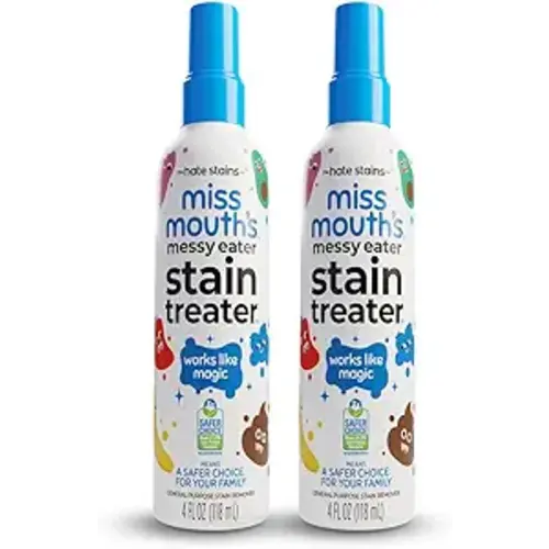 Miss Mouth's Messy Eater Stain Treater Spray - 4oz 2 Pack Stain Remover - Newborn & Baby Essentials - No Dry Cleaning Food, Grease, Coffee Off Laundry, Underwear, Fabric