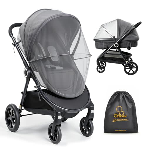 Orzbow Baby Mosquito Net for Stroller, Universal Fit, Breathable, Grey | Tear-Resistant Mesh, Insect Barrier w/Travel Bag for Stroller, Car Seat, Bassinet, Cradle, Mini Cribs, Baby Summer Essential