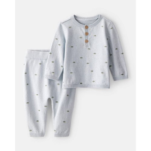 Baby Boy Dinosaur Print Cotton Long-Sleeve Tee & Pant Set - Blue | Carter's