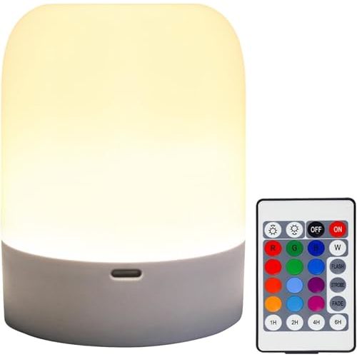 Rechargeable Night Light for Baby Nursery with Touch Control, 13 Colors & 3 Modes, Dimmable Nursery Lamp with Timer, Portable Hanging Bedside Light for Kids Room, Breastfeeding, Camping