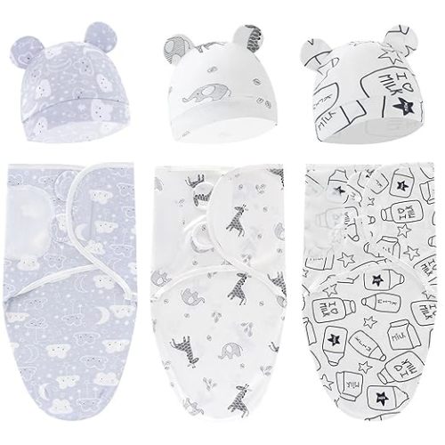 3-Pack Organic Swaddle Sleep Sacks - Newborn Ergonomic Swaddles 0-3 Months - Baby Blanket Wrap