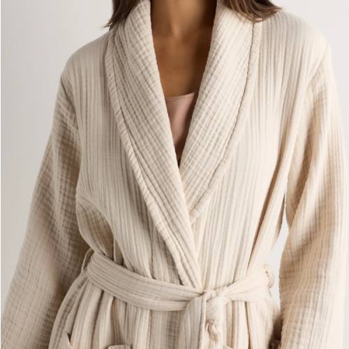 Soft Layered Turkish Cotton Robe in Birch