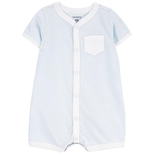 Baby Striped Snap-Up Romper - 6M - Style,Blue/White