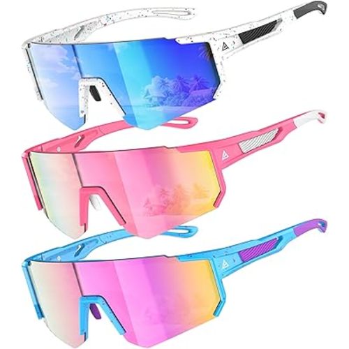 Kids Sunglasses Youth Baseball Softball Sunglasses for Girls Boys Age 4-14 UV Protection Sports Kids 3 Pack